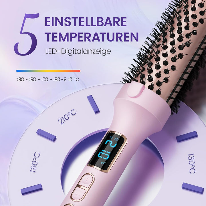 PRITECH Thermobürste, 38MM Thermal Brush Beheizte Ionische Lockenbürste Macht das Haar Glatter, 5 Te