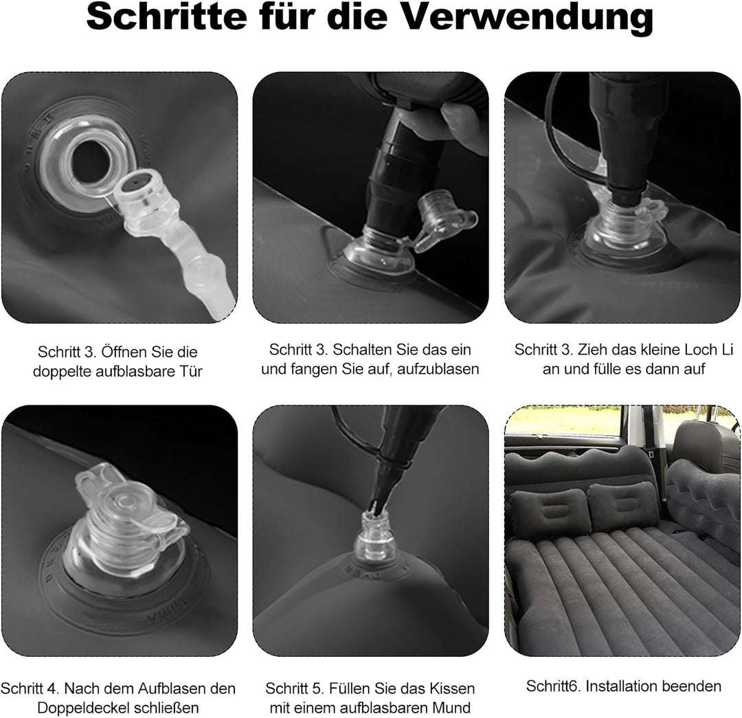 Ergocar Auto Luftmatratze Camping Matratze Aufblasbar 2 Personen mit Kissen Luftmatratze SUV MPV Auf