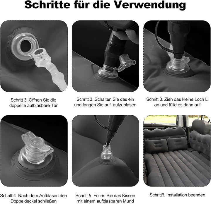 Ergocar Auto Luftmatratze Camping Matratze Aufblasbar 2 Personen mit Kissen Luftmatratze SUV MPV Auf