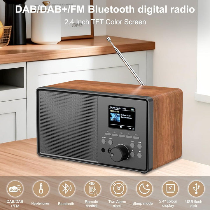 DAB+/FM Digitalradio mit Bluetooth 5.0,DAB Plus Nostalgie Radio,Küchenradio Vintage-Radiowecker mit