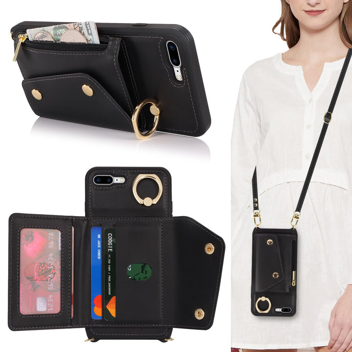 Lipvina Hülle für iPhone 7 Plus/8 Plus Hülle mit Band Kartenhalter handyhülle Hülle für iPhone 7 Plu