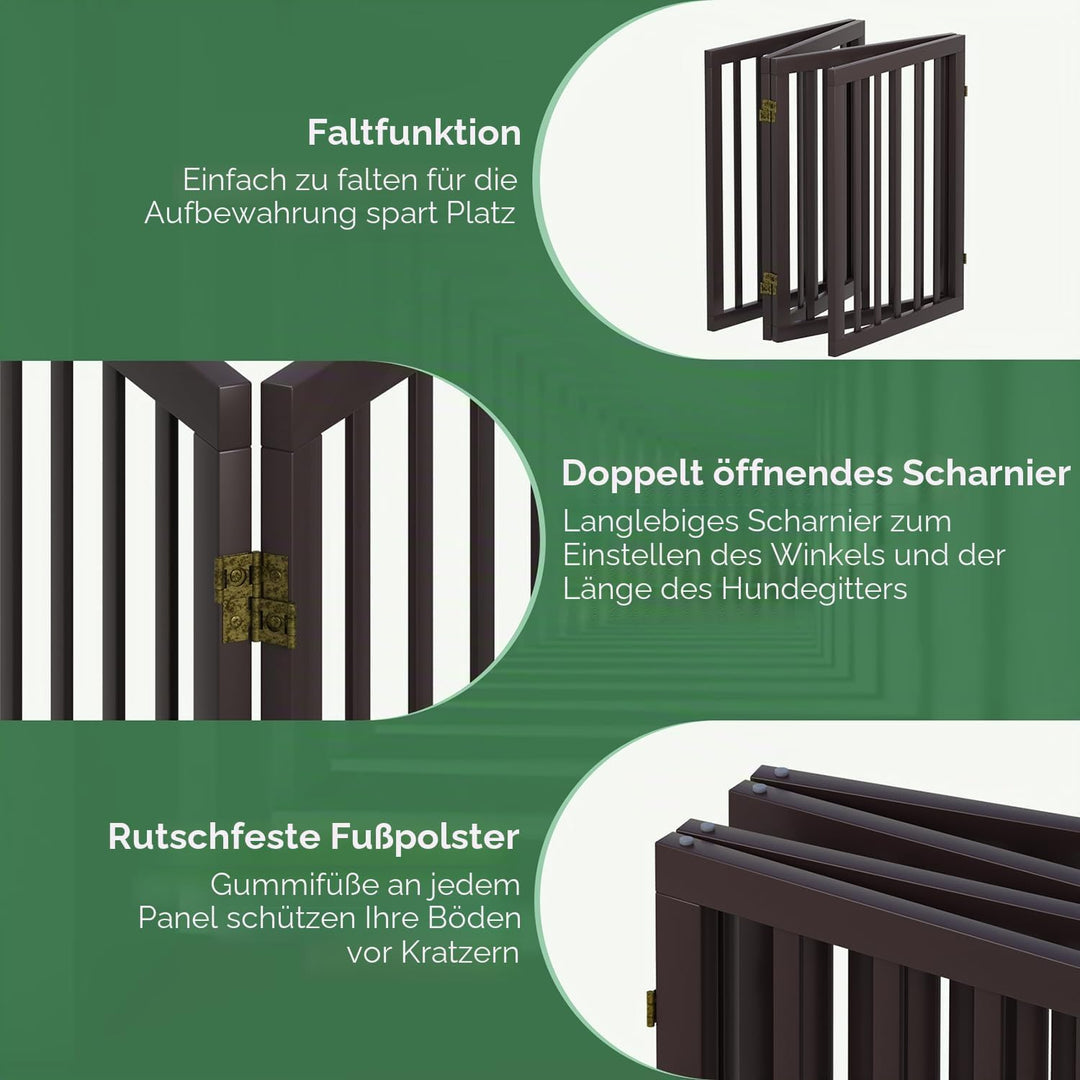 Hundegitter, Freistehende Hundegitter für Türen, Faltbares Hundegitter Innen, Haustiergitter für Tür