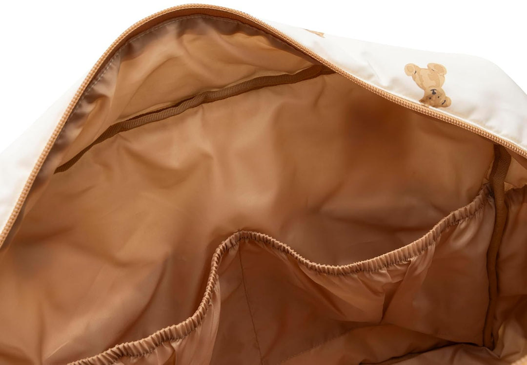 Jollein Wickeltasche Mini Teddy Bear – Stylische Wickeltasche mit Bärchen-Print – Wasserabweisend &