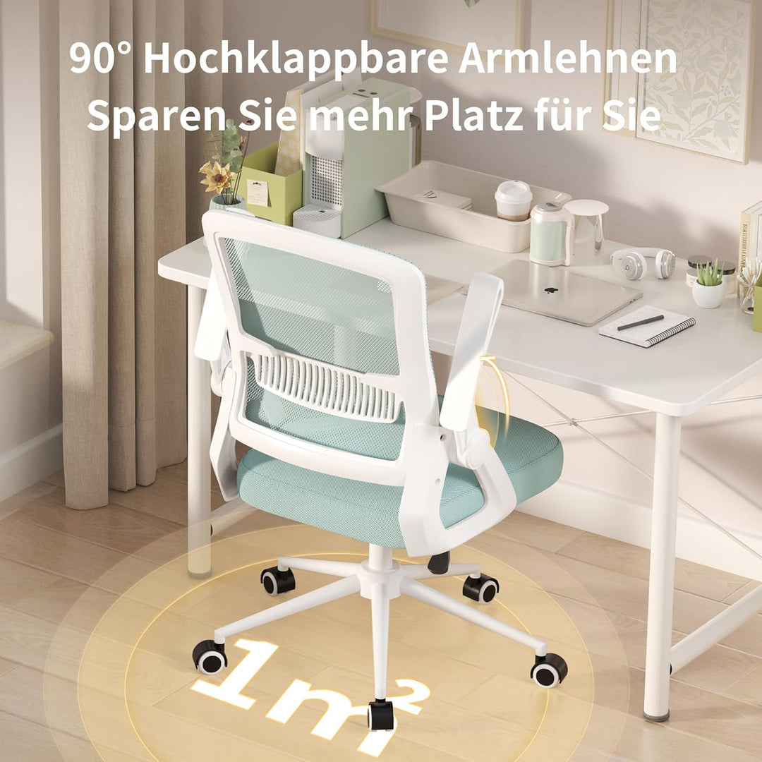 naspaluro Bürostuhl mit Hochklappbare Armlehnen, Schreibtischstuhl Ergonomisch, Drehstuhl mit Netzbe