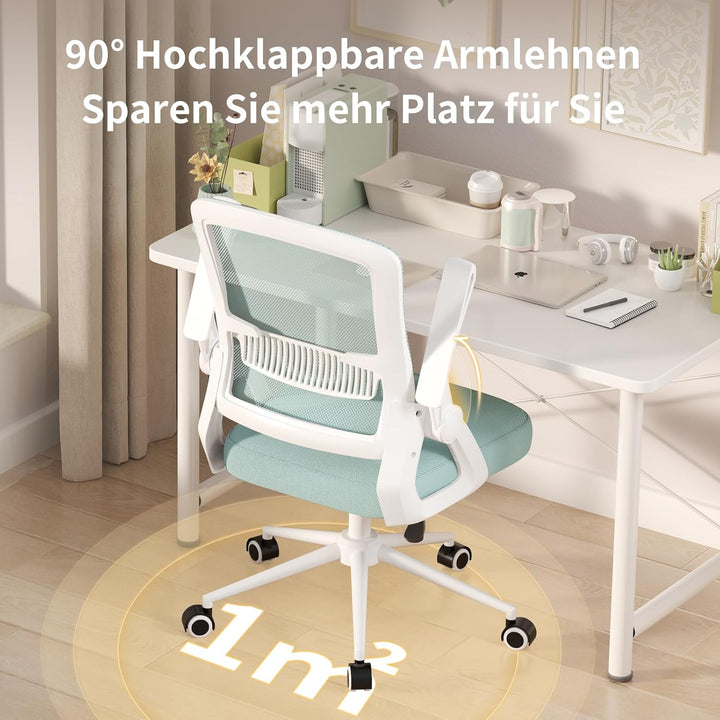 naspaluro Bürostuhl mit Hochklappbare Armlehnen, Schreibtischstuhl Ergonomisch, Drehstuhl mit Netzbe