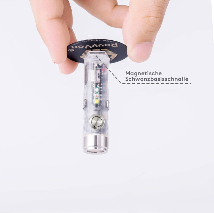 RovyVon A8-G4 Mini Taschenlampe USB C wiederaufladbar, 5000K Multifunktionale Taschenlampe, 420 Lume