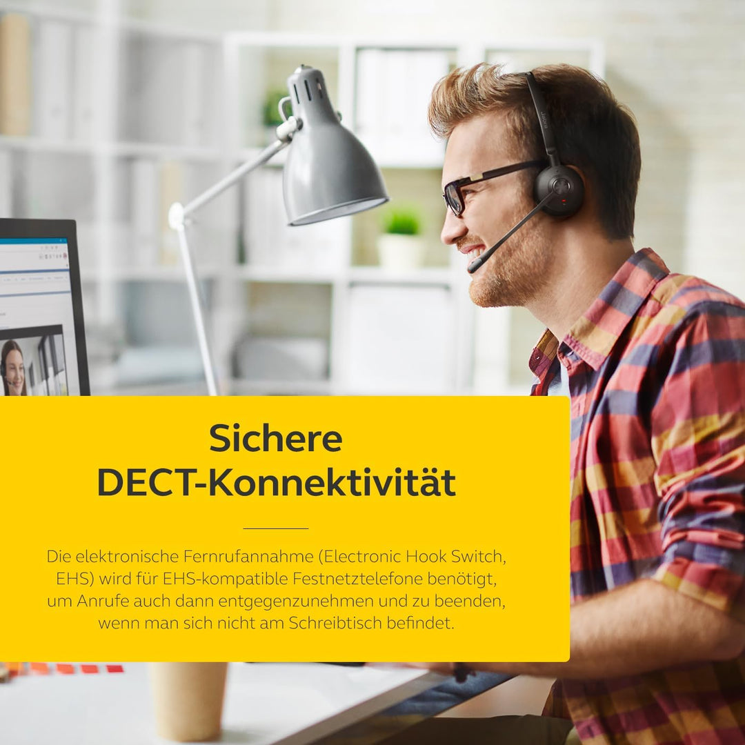 Jabra Engage 65 SE Schnurloses Stereo-Headset für professionelle Anrufe, DECT-Sicherheit, 13-Stunden