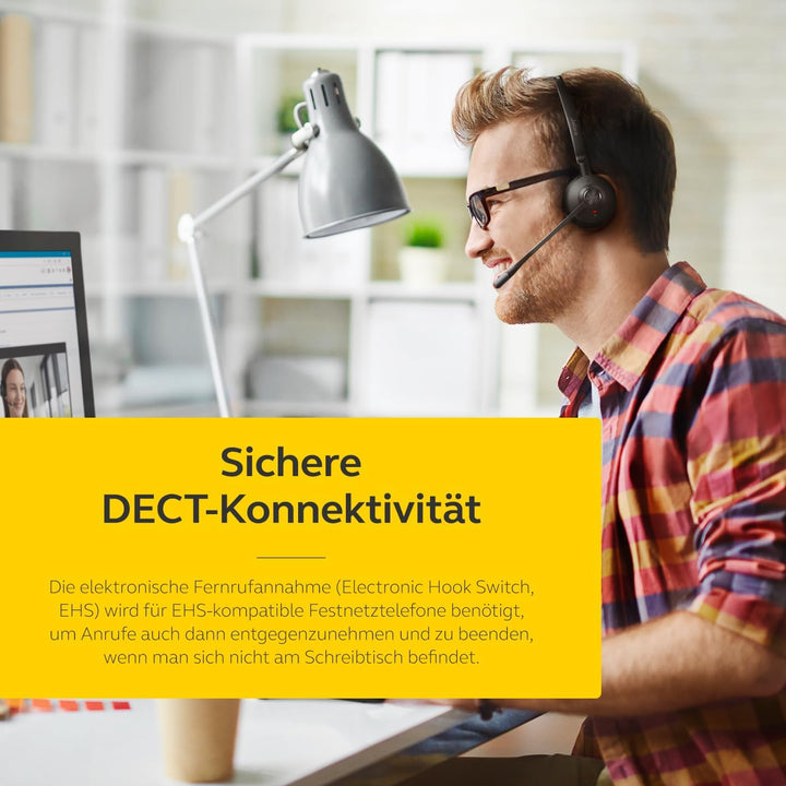 Jabra Engage 65 SE Schnurloses Stereo-Headset für professionelle Anrufe, DECT-Sicherheit, 13-Stunden