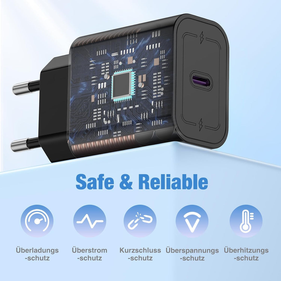 USB C Schnellladegerät für Samsung mit Ladekabel 1m 2Pack für Samsung Galaxy S25/S24/S23/S22/S21/S20