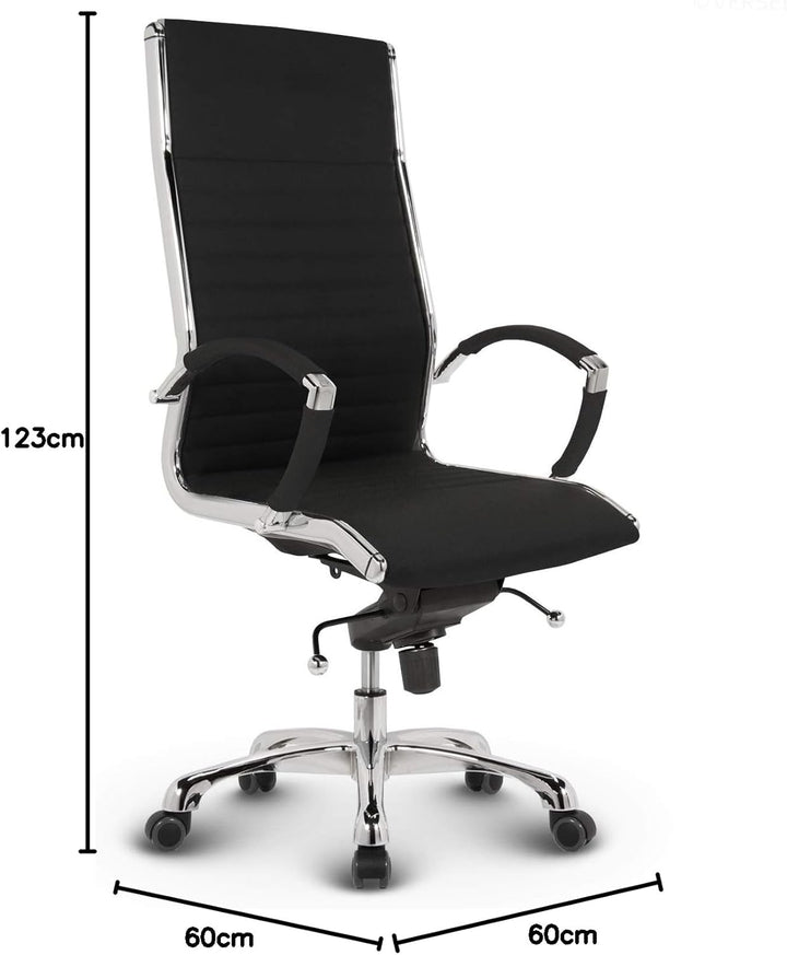 VERSEE Premium Chefsessel Montreal in Stoff Schwarz - Ergonomischer Bürostuhl für Büro und Home-Offi