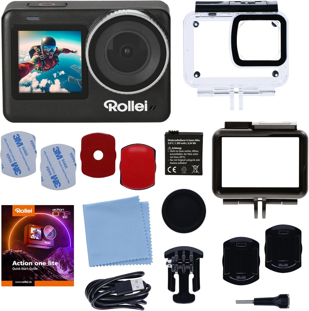 Rollei Action One Lite: Deine Action, Deine Perfektion! Erfasse 4K-Video, 20MP-Fotos mit 2 Displays,