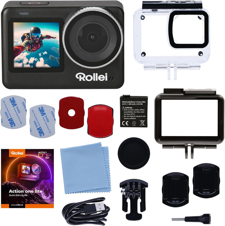 Rollei Action One Lite: Deine Action, Deine Perfektion! Erfasse 4K-Video, 20MP-Fotos mit 2 Displays,
