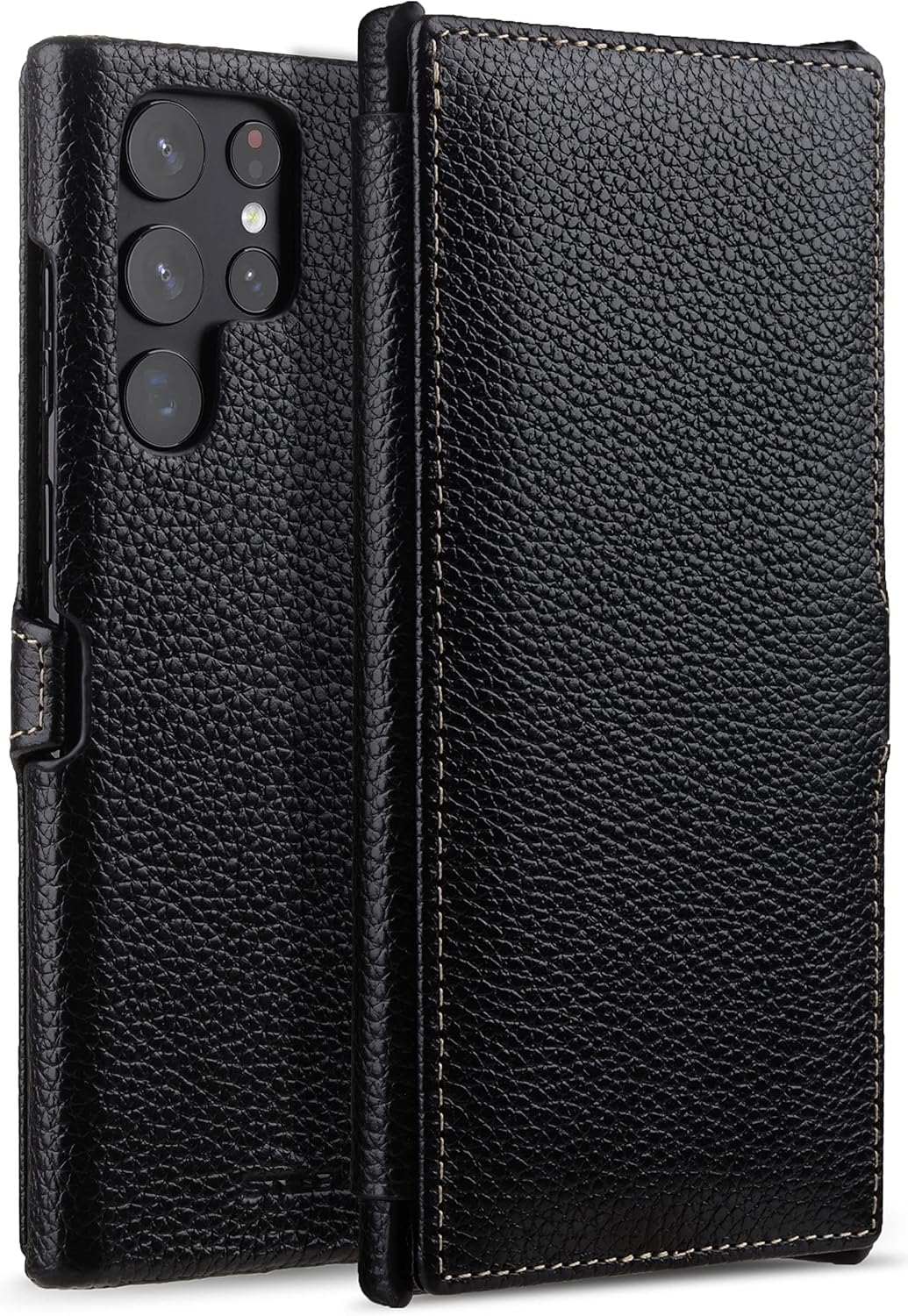 STILGUT Book Case kompatibel mit Samsung Galaxy S22 Ultra Hülle aus Leder mit Clip-Verschluss, Leder