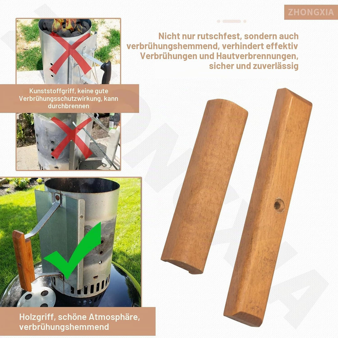 2 Stück Kirschholz Ersatzgriff für Weber Holzkohlegrill, Grillgriff Ersatz passend für 57,1 cm und 4