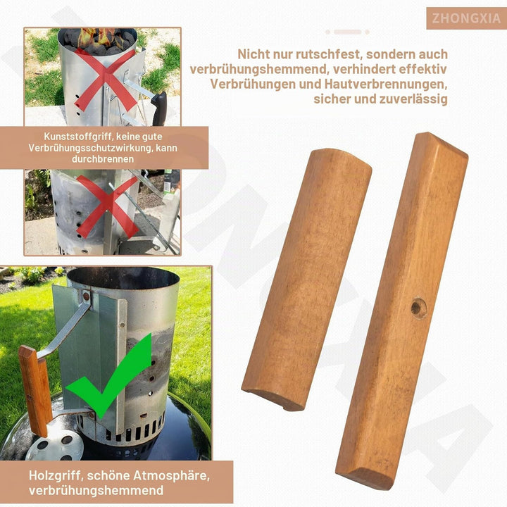 2 Stück Kirschholz Ersatzgriff für Weber Holzkohlegrill, Grillgriff Ersatz passend für 57,1 cm und 4