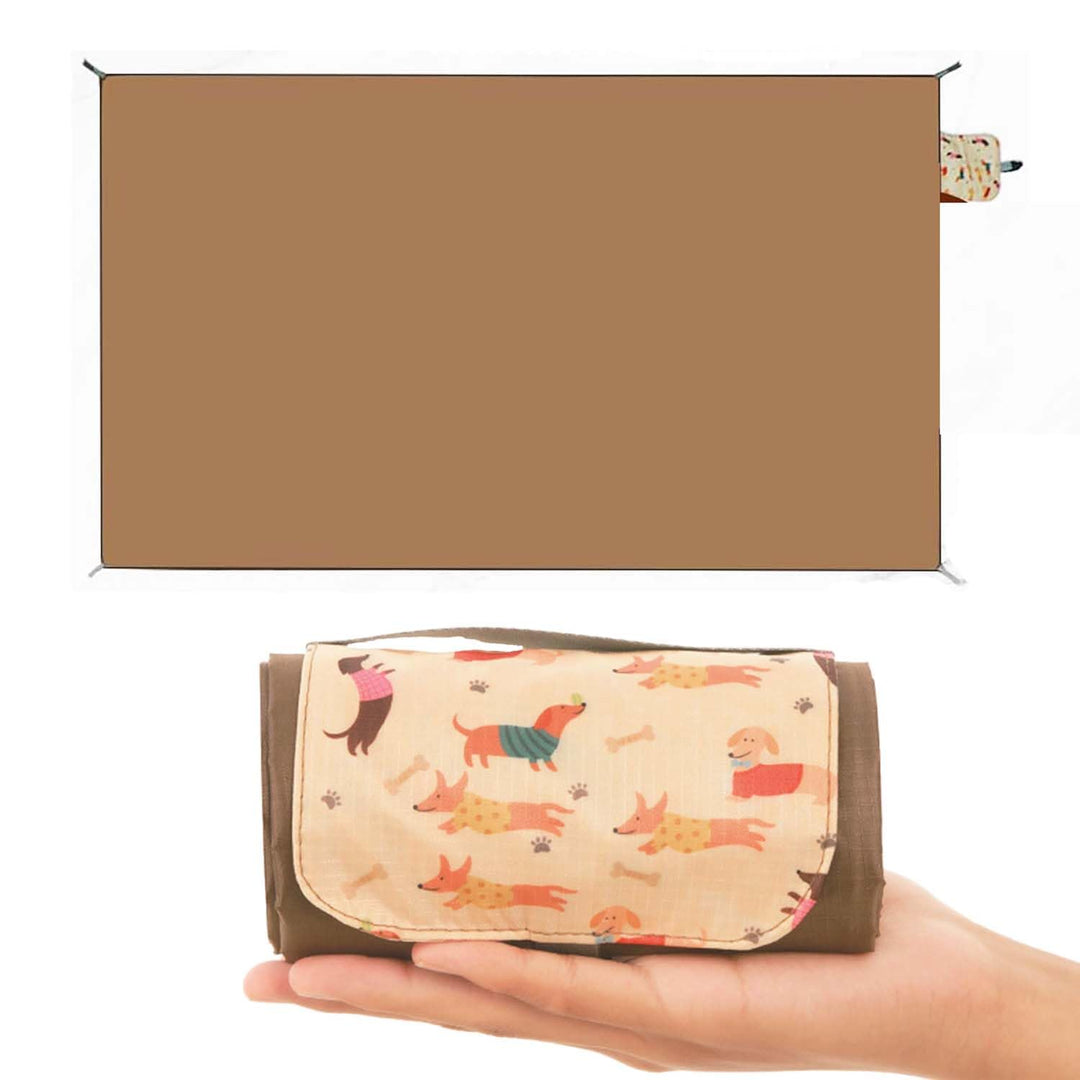 Mini Picknickdecke, wasserdichte Sandfeste, Braun Campingdecke, 150×100CM Stranddecke, Leichtgewicht