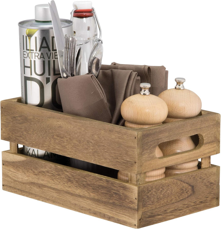 Securit Vintage Mini Holzkiste Tisch Caddy – 14,1 x 24,1 cm Aufbewahrungsbox Gewürzhalter Utensilien