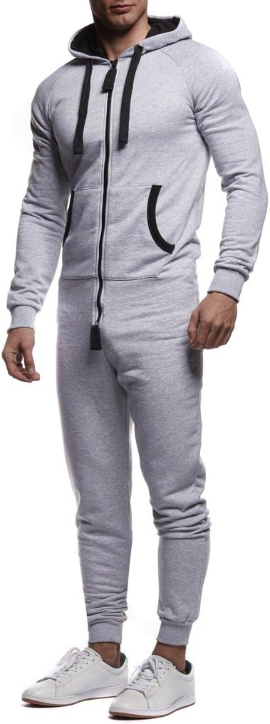 Leif Nelson Herren Overall Jumpsuit Onesie Trainingsanzug Jogginghose Fitness Bekleidung LN8154 XXL