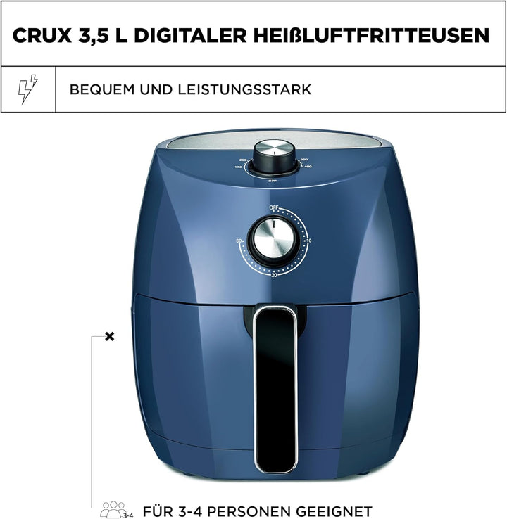 Crux 3,5 l manuelle Heissluftfritteuse, schnelleres Vorheizen, schnelles Frittieren ohne Öl, spülmas