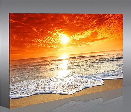 islandburner Bild Bilder auf Leinwand Sonnenuntergang am Meer 1p XXL Poster Leinwandbild Wandbild De