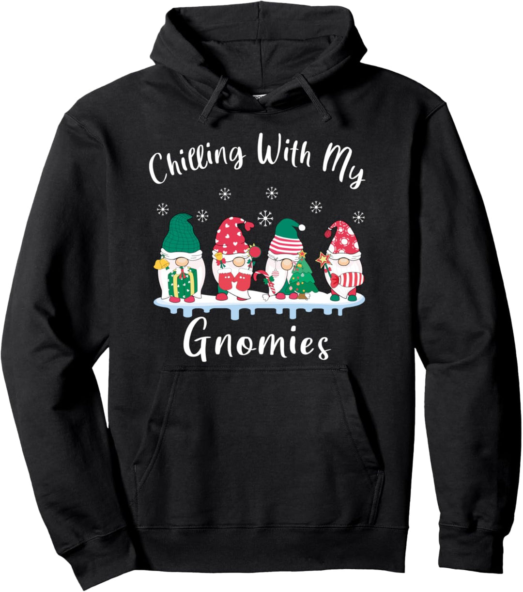 Chilling With My Gnomies Lustige Weihnachtspamajas Familie Pullover Hoodie