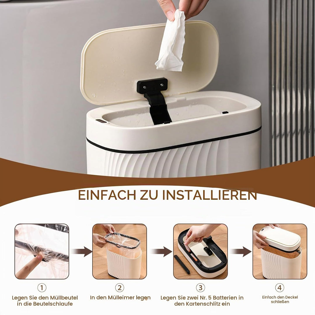 PORFOYO Mülleimer Mit Sensor, 8 L Elektrischer Mülleimer, Wasserdicht Geruchsdicht Automatischer Abf