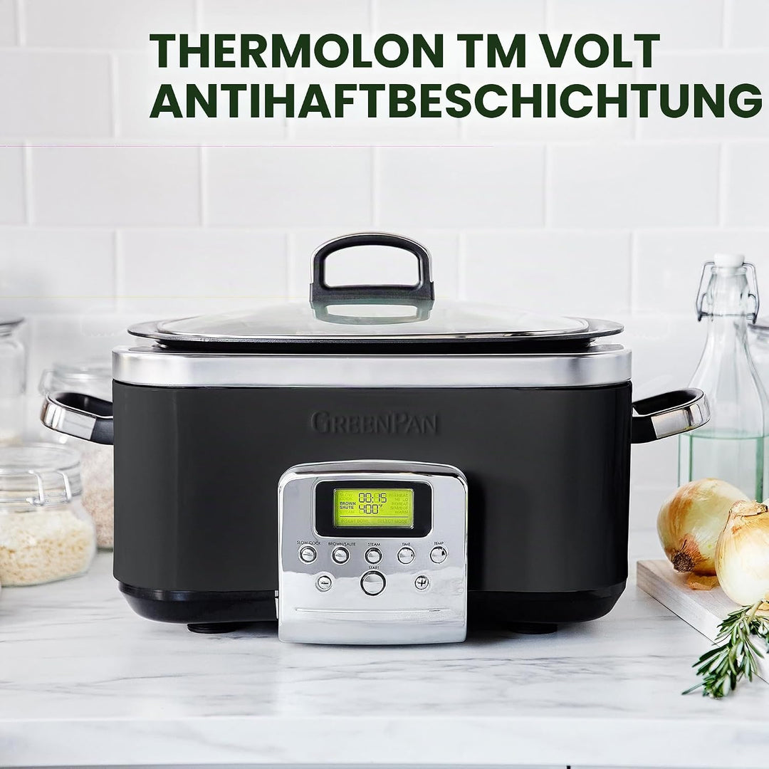 GreenPan Slow Cooker, 6 Liter, PFAS-frei, Schwarz Slow Cooker Schwarz