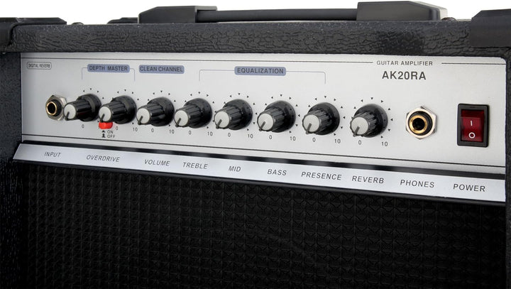Soundking AK20-RA Gitarrencombo schwarz (60 Watt, 8" Speaker, 2 Kanäle, 4-Band Equalizer, Digital Re