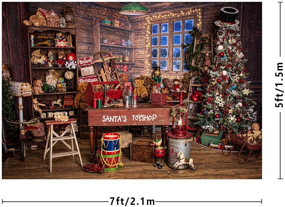 MEHOFOND 2,1 x 1,5 m Weihnachts hintergrund Weihnachts geschäft Toyshop Fotografie Hintergrund Vinta