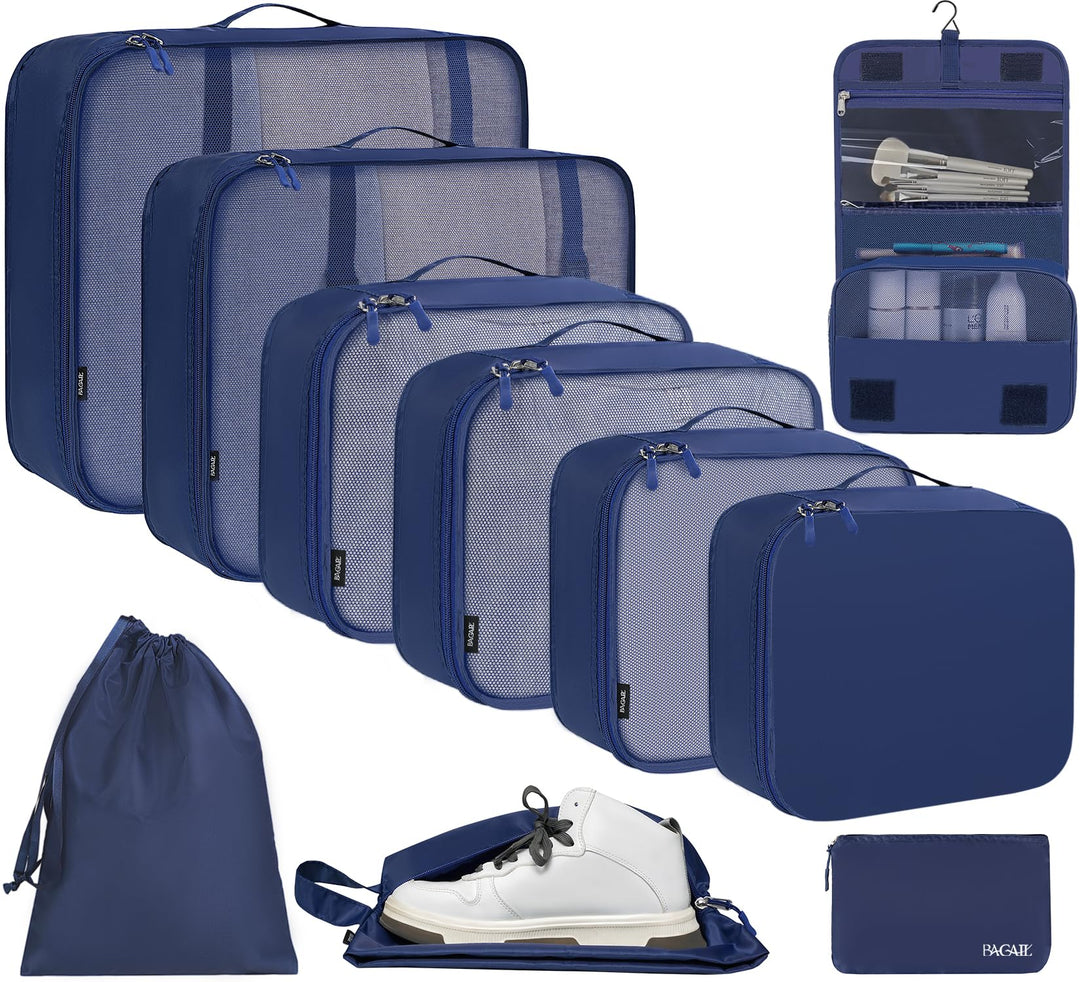 BAGAIL 10er-Set Packwürfel in verschiedenen Grössen Packorganizer für Reisezubehör Handgepäckkoffer