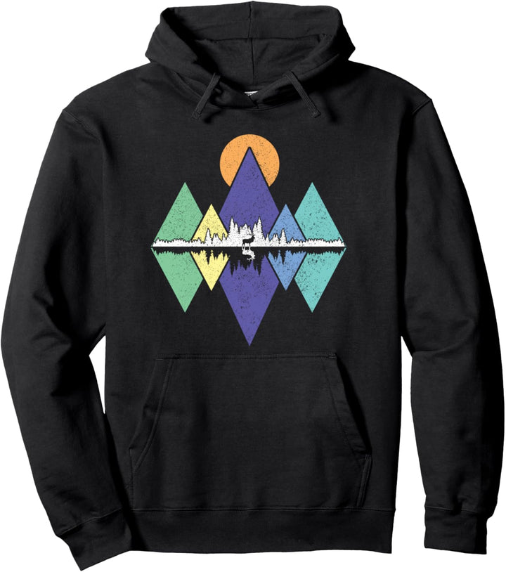 Berge Vintage Wandern Camping Hirsch Klettern Geschenk Pullover Hoodie