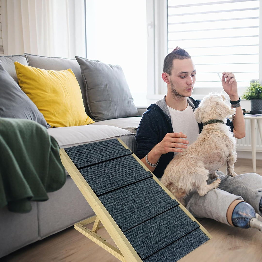 Aufun Hunderampe Hundetreppe Auto Klappbar 100cm lang für Katzen grosse und kleine Hunde, höhenverst