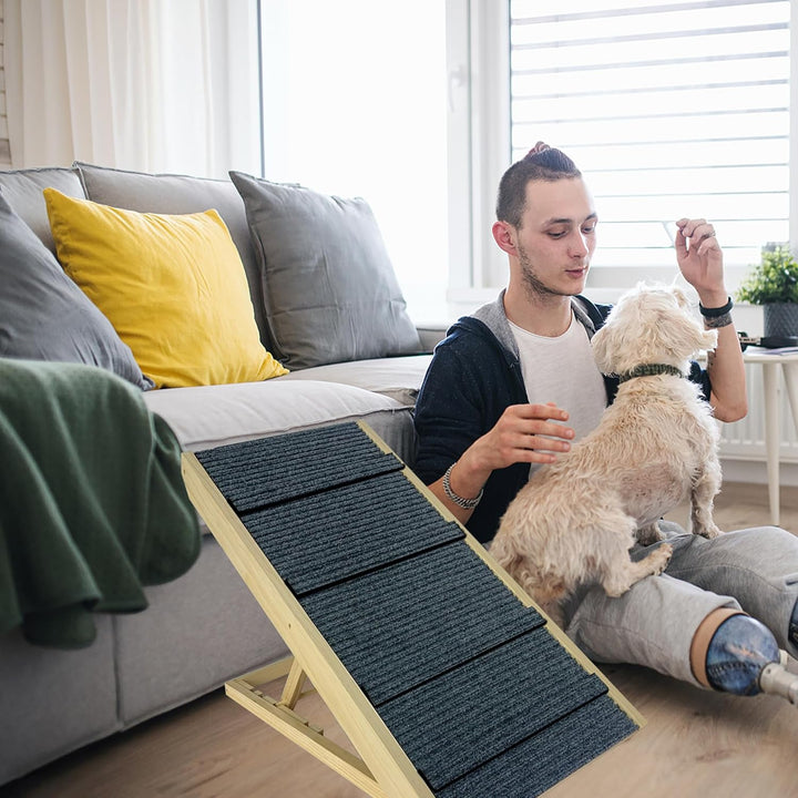 Aufun Hunderampe Hundetreppe Auto Klappbar 100cm lang für Katzen grosse und kleine Hunde, höhenverst