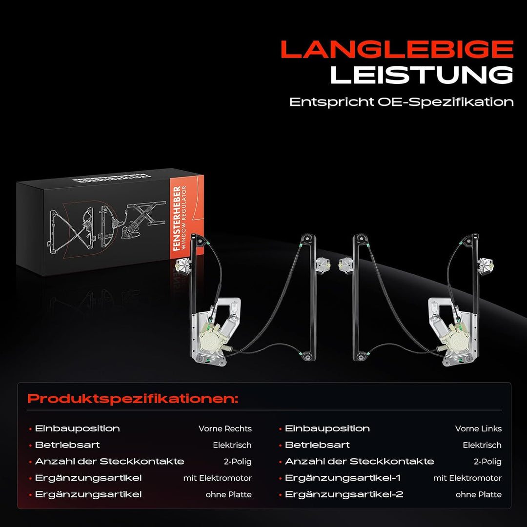 Frankberg 2x Fensterheber Mit Motor Vorne Links und Rechts Kompatibel mit 5er/5er Touring E39 Limous
