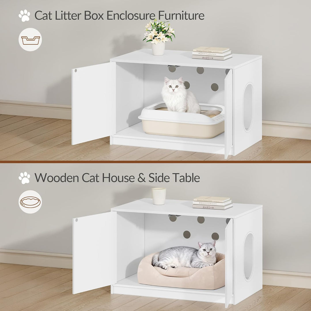 Fobyfurny Katzenklo Schrank, Versteckte Katzentoilette Möbel, Katzenschrank mit Drucktüren und Belüf
