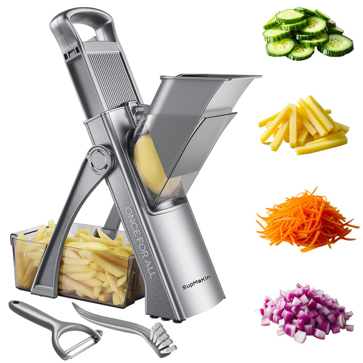 SupMakin Gemüseschneider, Once for All Verstellbar Gemüsehobel Genius Mandoline Vegetable Slicer Kar