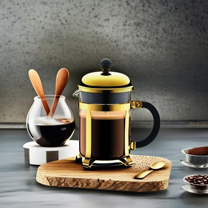 Bodum 1924-17 Chambord Kaffeebereiter 4 Tassen mit Metallrahmen, Chrom, Gold, 10.5 x 16.6 x 19 cm 4