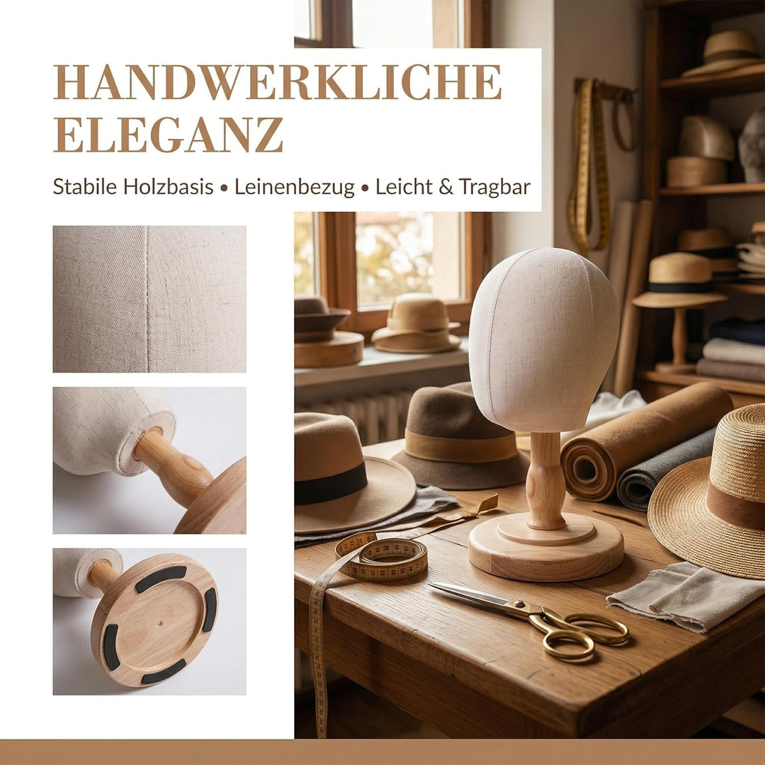 Sharplace Perückenständer für Kinder-Mannequin-Kopf, tragbar mit Holzsockel, multifunktionaler Hutha