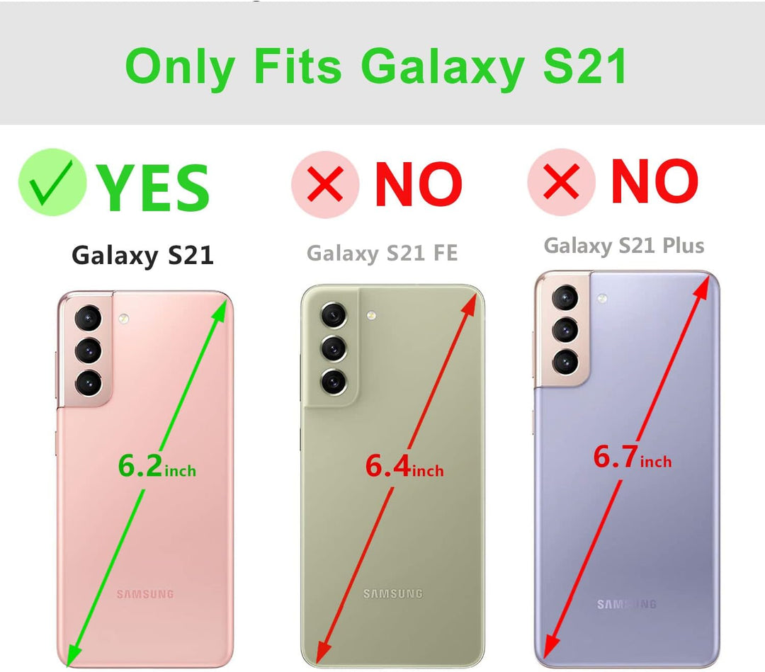 LENSUN Echtleder Hülle für Samsung Galaxy S21, Handyhülle [Echtes Leder] [Magnetverschluss] [RFID Sc