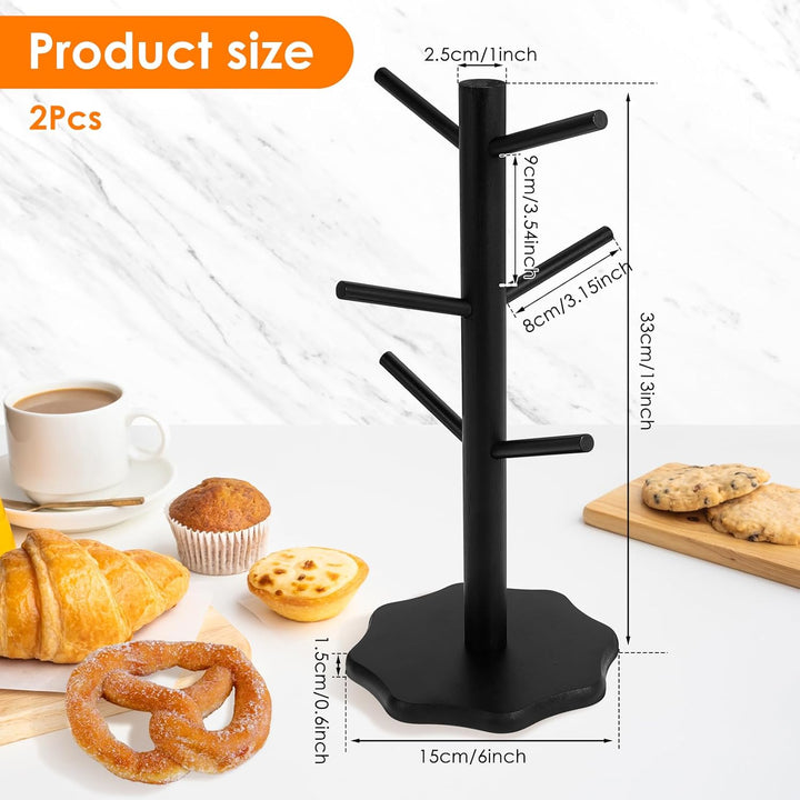 2 Stück Brezelständer,Brezelhalter Holz,Baumförmige Brezel 6-armig,Höhe 33cm,Glatte gratfreie,Alles