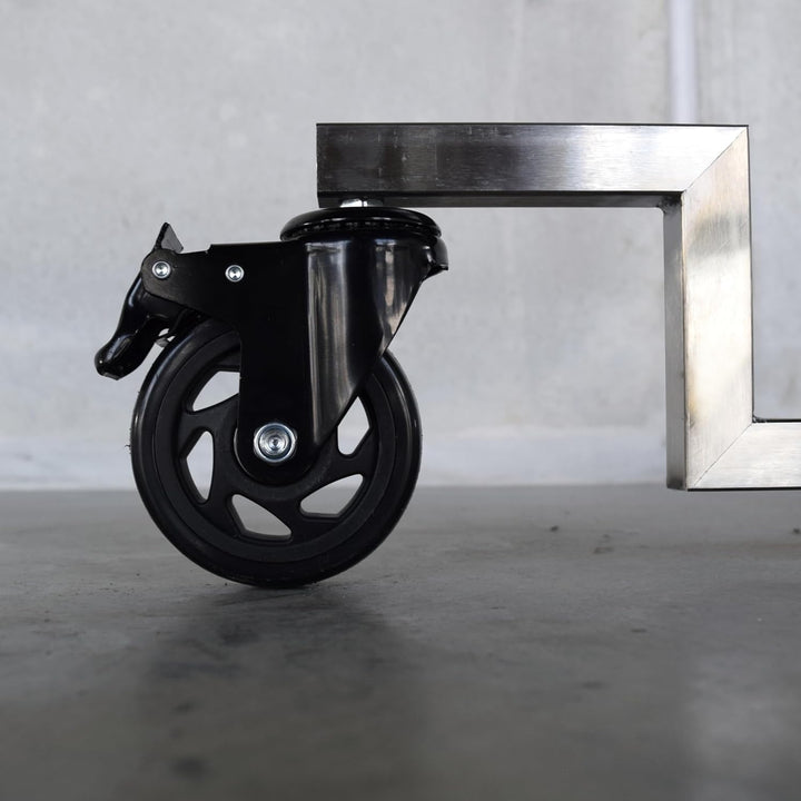 Grillrost.com Das Original Edelstahl Rollwagen für Feuertonnen - Mach Deine Feuertonne mobil