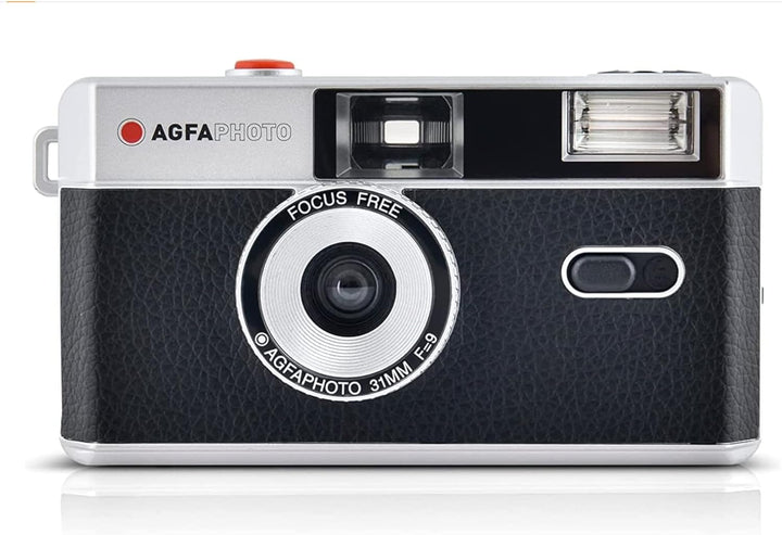 AgfaPhoto analoge 35mm Foto Kamera Black Set (B+W Film + Batterie) BLACK Kamera + Film S/W Kamera +
