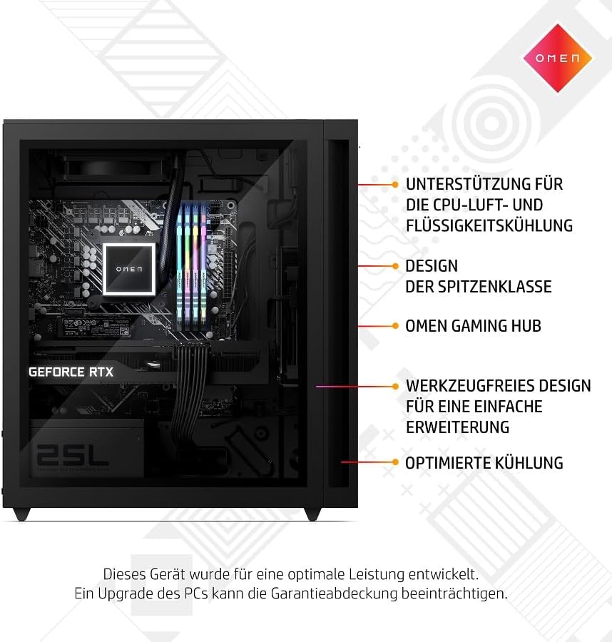 HP OMEN 25L Gaming Desktop, Intel Core i7-14700F, 16 GB DDR5 RAM, 1 TB SSD, NVIDIA GeForce RTX 4070