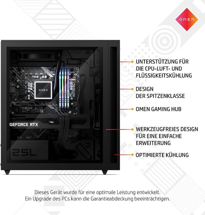 HP OMEN 25L Gaming Desktop, Intel Core i7-14700F, 16 GB DDR5 RAM, 1 TB SSD, NVIDIA GeForce RTX 4070