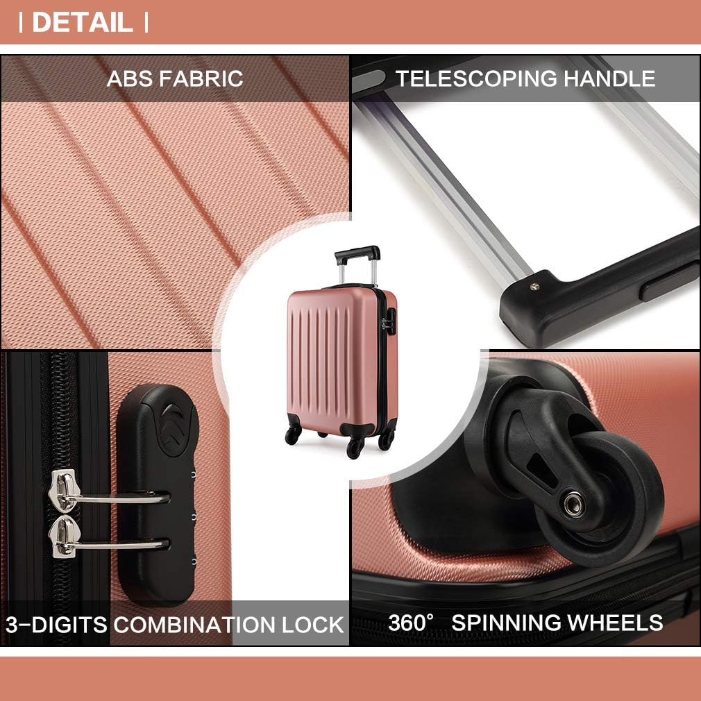 KONO Koffer Reisekoffer Gross Trolley Hartschale ABS Gepäck 4 Rollen Spinner Rollenkoffer (Nude, Gro