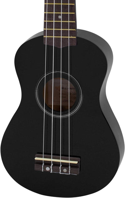 World Rhythm Sopran-Ukulele - Premium Einsteiger Sopran-Ukulele in Schwarz Finish mit Gigbag, Ersatz