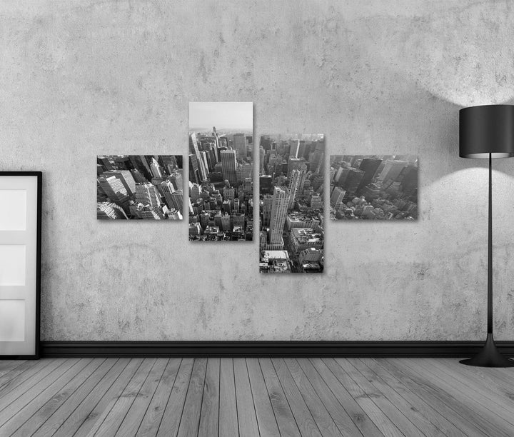 islandburner Bild auf Leinwand New York City Manhattan Skyline Schwarz Weiss Luftbild Bilder Wandbil