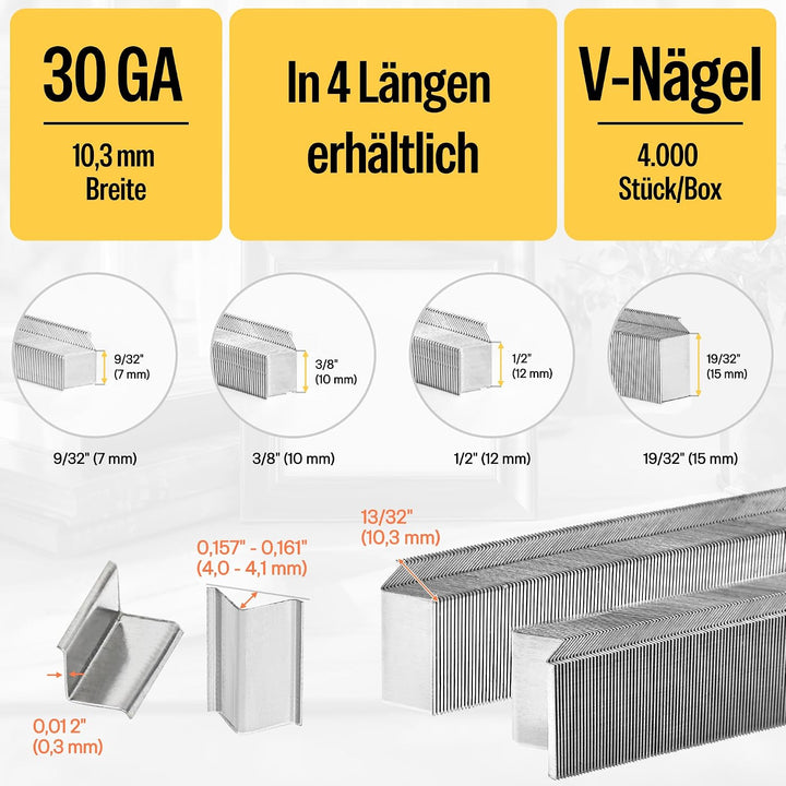 meite V-Nägel Typ 10,3 mm für Hartholz, 7 mm Länge V-Nägel für Bilderrahmen-Verbinder V1015B, Druckl
