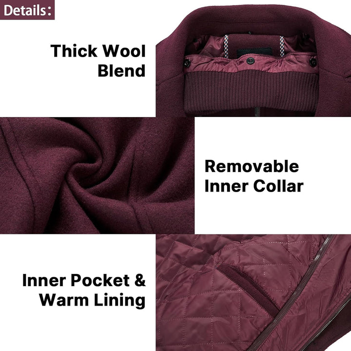 KUDORO Herren Wintermantel Wolle Kurzmantel Herren Wollmantel Mittellang Slim Fit für Business Freiz