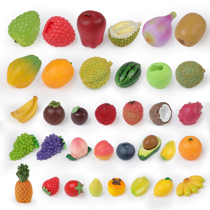 35 Stück Mini Harz Künstliche Früchte Miniatur Harz Früchte Realistische Mini Simulation Obst Erdbee